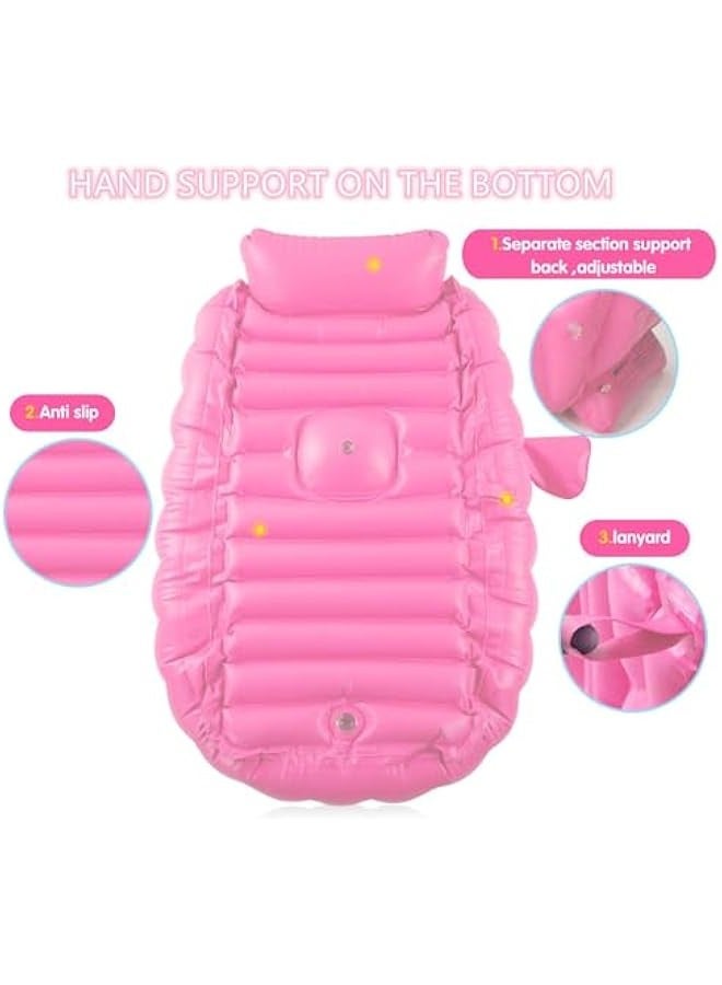 TRASSLE Baby Inflatable Bathtub, Portable Infant Toddler Bathing Tub Non Slip Travel Bathtub Mini Air Swimming Pool Kids Thick Foldable Shower Basin with Air Pump - Image 4
