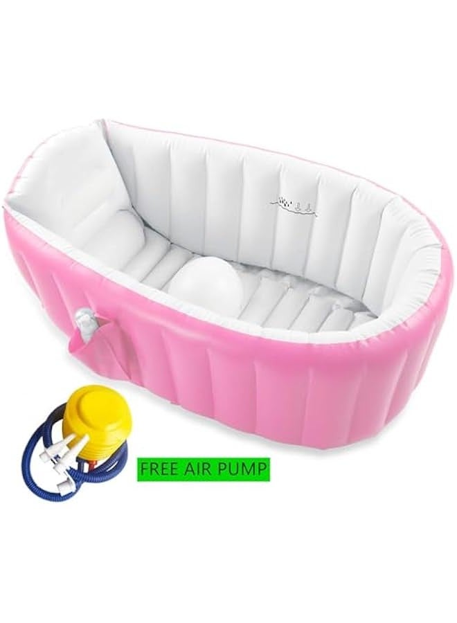 TRASSLE Baby Inflatable Bathtub, Portable Infant Toddler Bathing Tub Non Slip Travel Bathtub Mini Air Swimming Pool Kids Thick Foldable Shower Basin with Air Pump - Image 5