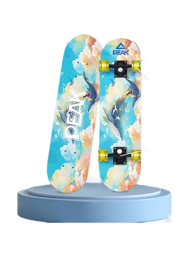 PEAK Children'S Skateboard, Roller Skates, Double-Warped Board, Beginner Model For Boys And Girls, Light-Up Skateboard, Yw10402, Dream Orange (For Ages 12 And Under) - Image 1