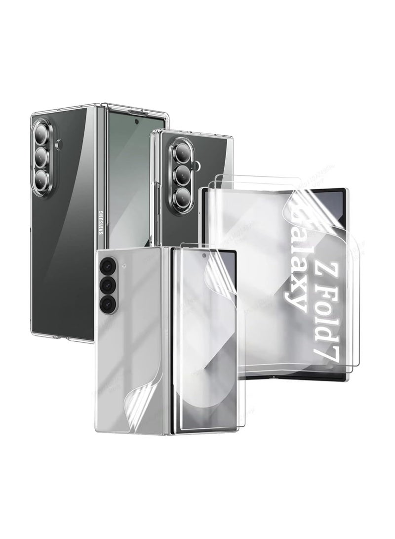 general (1+2+2) Protective case compatible with Samsung Galaxy Z Fold 7 5G Transparent protective case with screen protector 2 inner screen flexible films + 2 outer TPU films Screen protector, scratch-resis - Image 1
