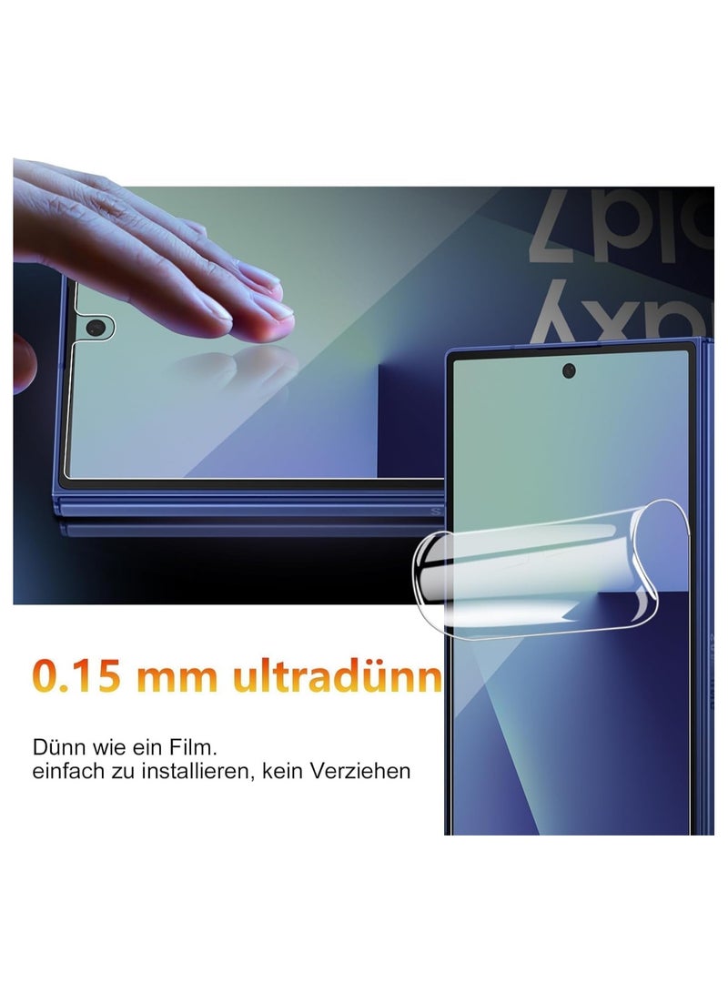 general (1+2+2) Protective case compatible with Samsung Galaxy Z Fold 7 5G Transparent protective case with screen protector 2 inner screen flexible films + 2 outer TPU films Screen protector, scratch-resis - Image 2