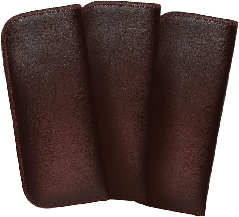 Calabria Slim Eye Glasses Case with Clip Soft PU Leather Brown (3Pack) Men Women Eyeglass Pouch Slip-In Eyewear Sunglasses Bag - Image 2