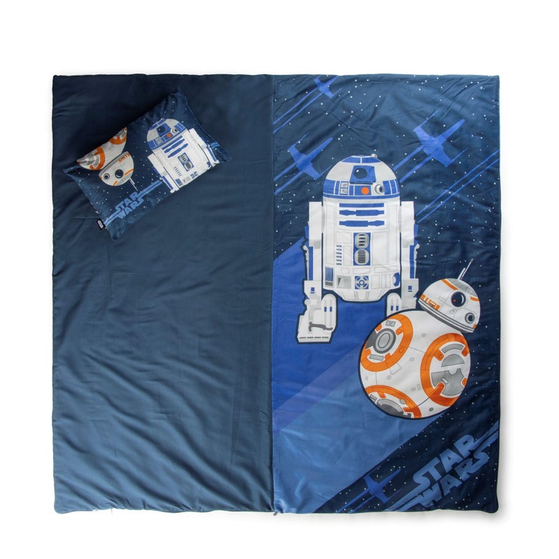 Jay Franco Kids Slumber Bag and Pillow - 54 x 27 Inch Comfy Indoor Sleeping Bag for School and Sleepovers  2 Piece Set  Blue - Star Wars - Image 4