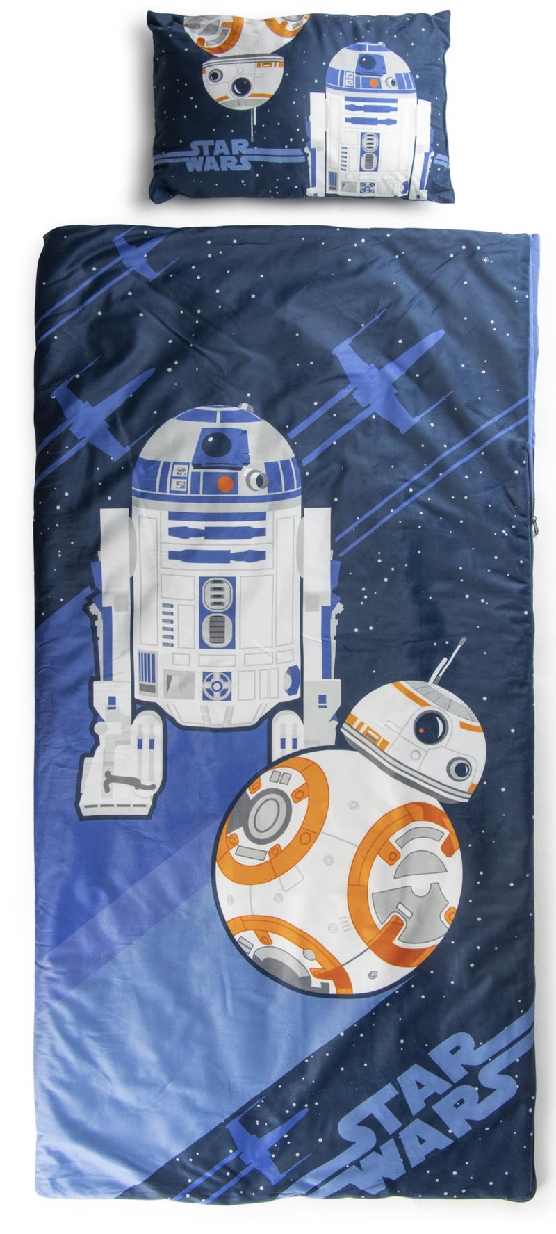 Jay Franco Kids Slumber Bag and Pillow - 54 x 27 Inch Comfy Indoor Sleeping Bag for School and Sleepovers  2 Piece Set  Blue - Star Wars - Image 1