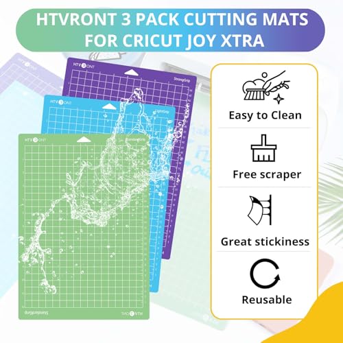 HTVRONT Cutting Mats Compatible with Cricut Joy Xtra, 3 Pack Cutting Mats 8.5"x12"(StandardGrip, LightGrip, StrongGrip), Variety Adhesive Reusable Accessories Compatible with Cricut Joy Xtra - Image 3