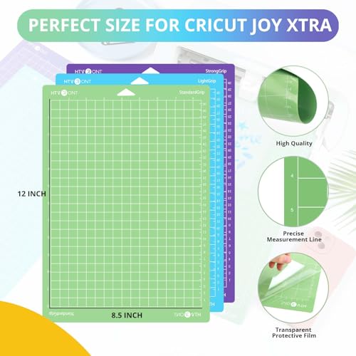 HTVRONT Cutting Mats Compatible with Cricut Joy Xtra, 3 Pack Cutting Mats 8.5"x12"(StandardGrip, LightGrip, StrongGrip), Variety Adhesive Reusable Accessories Compatible with Cricut Joy Xtra - Image 2