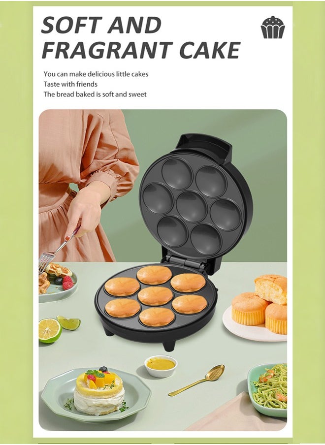 Mini Cupcake Maker,1000W Non Stick Electric Cupcake Making Pan, Double Sided Heating Makes 7 Cupcakesfor Home Breakfast Snacks Dessert Cakes Muffins,SK-08004