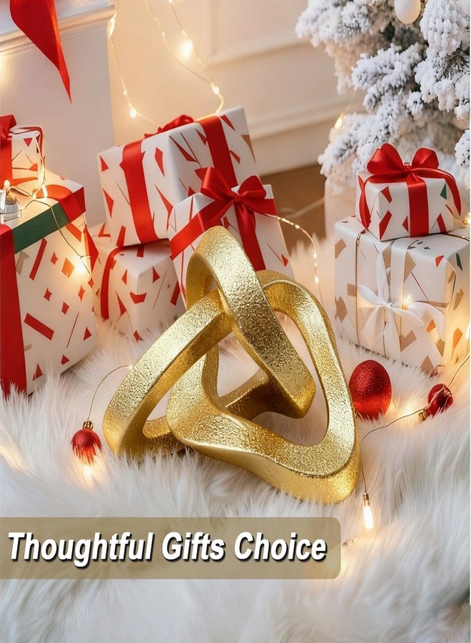 MOYI Gold Knot Statue for Christmas Decor Gold Tabletop Home Decor, Modern Geometric Sculptures Accent Decor for Living Room Bedroom Office Coffee Table Bookshelf Mantle Decorations Gifts - Image 2
