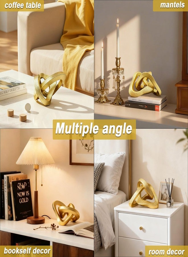 MOYI Gold Knot Statue for Christmas Decor Gold Tabletop Home Decor, Modern Geometric Sculptures Accent Decor for Living Room Bedroom Office Coffee Table Bookshelf Mantle Decorations Gifts - Image 5