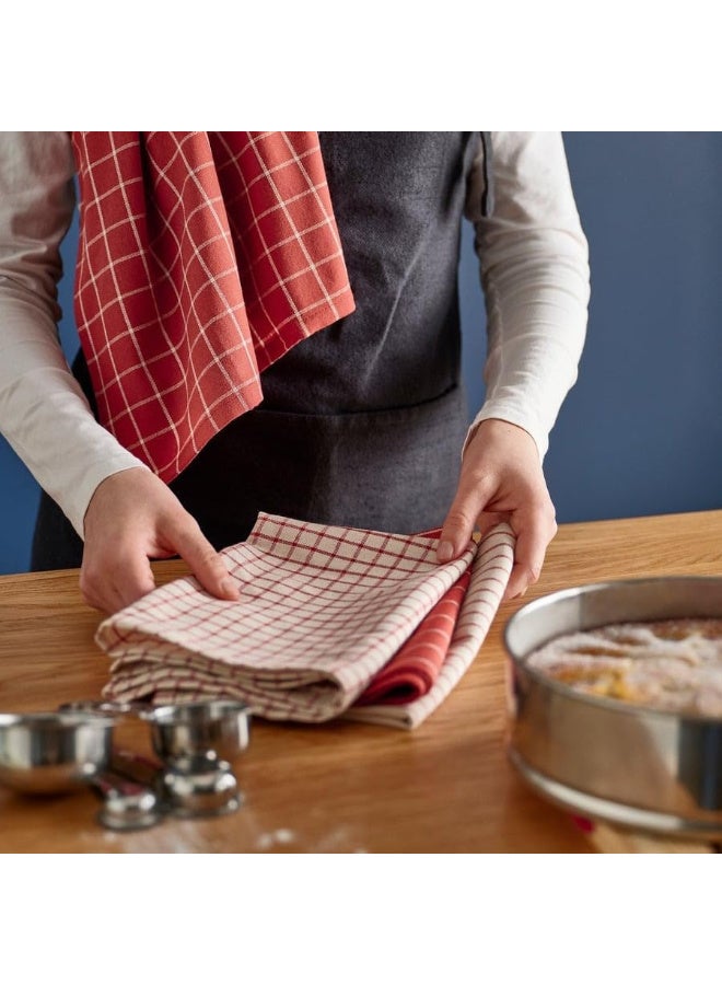Tea Towels Set of 4, Red and Beige Striped, 45 x 60 cm, 100% Cotton Kitchen Towels with Recycled Cotton, Absorbent Dish Towels for Drying Dishes, Glassware and Cleaning Spills - Image 2