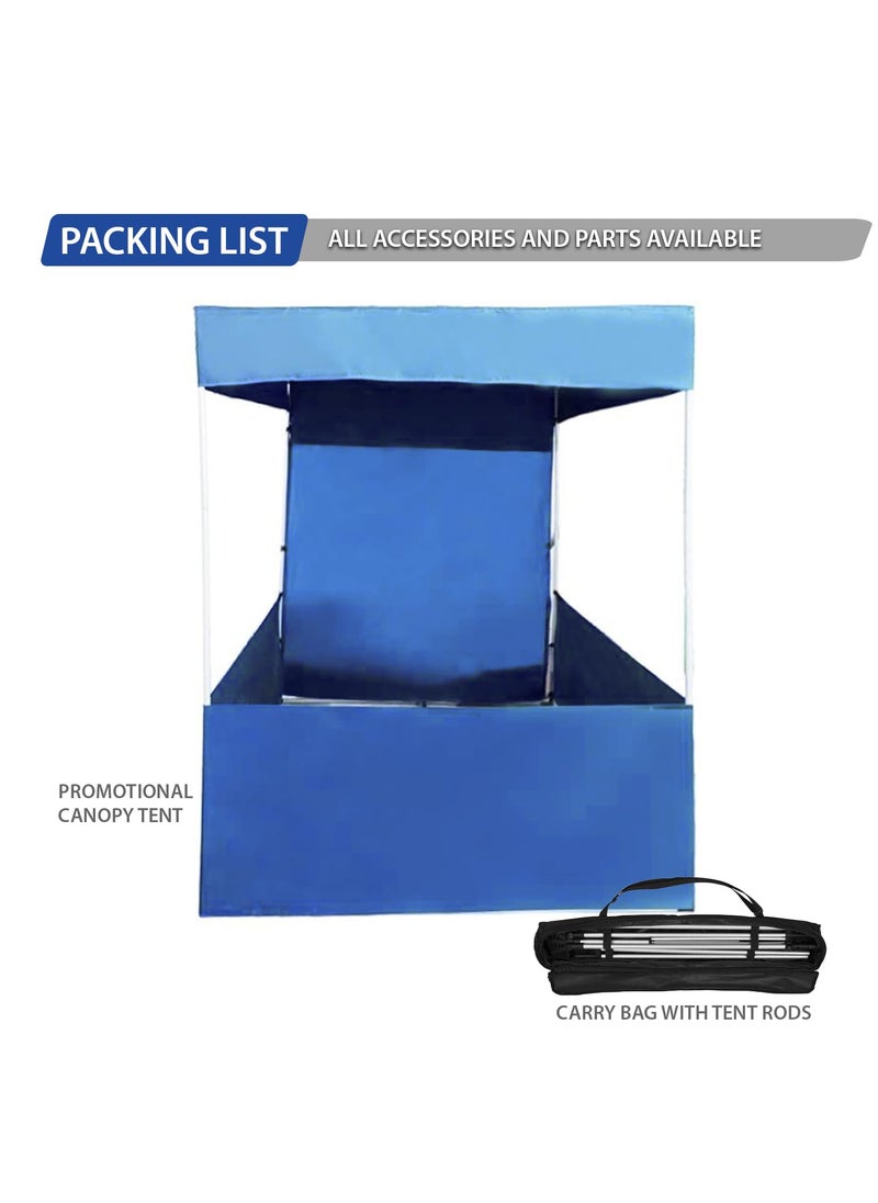 OUTO OUTO 6x6x7 ft Promotional Canopy 3Side Open Foldable Tent Lightweight Portable Water Resistant Multipurpose Gazebo for Advertisement Stall Promotion Activities Blue  - Image 3