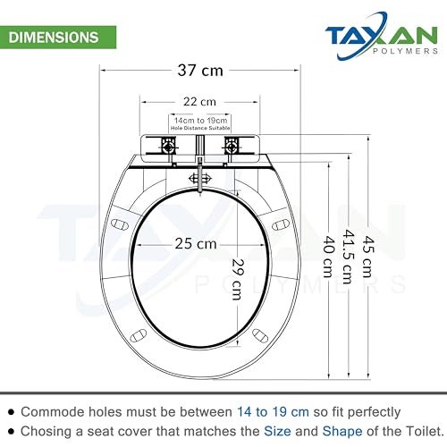 TAXAN POLYMERS TAXAN Oval Shape Toilet Seat Cover with Round Edges, PVC Cover for Western Toilet Seat - High Glossy Finish, Sleek Design - Non-Soft Closing Commode Seat with Cover with Installation Kit(17 x 14.5 IN) - Image 3
