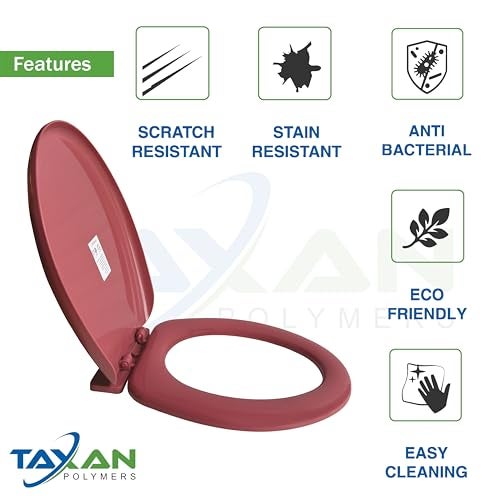 TAXAN POLYMERS TAXAN Oval Shape Toilet Seat Cover with Round Edges, PVC Cover for Western Toilet Seat - High Glossy Finish, Sleek Design - Non-Soft Closing Commode Seat with Cover with Installation Kit(17 x 14.5 IN) - Image 5
