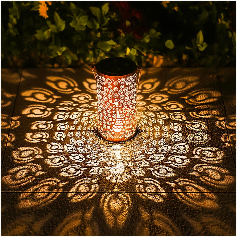TIGGSY Peacock Solar Lanterns Outdoor Waterproof Hanging Solar Lights Peacock Gifts for Women Men Metal Decorative LED Lanterns for Yard Patio Lawn Tabletop Pathway Landscape Garden Decor - Image 2