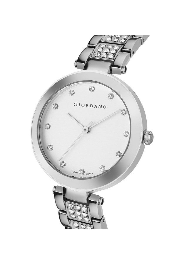 Giordano Eleganza Collection Analog Watch for Women with Color Variant, and Crystal Studded Metal Strap to Complement Your Look, Gift for Women - A2037 - Image 3
