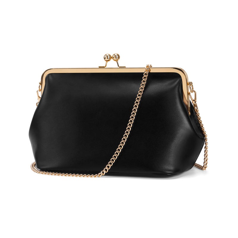 CATSEA Women's Kiss Lock Crossbody Bag PU Medium Handbags Kiss Clasp Crossbody Shoulder Bags Tote Purse Messenger Handbag - Image 1