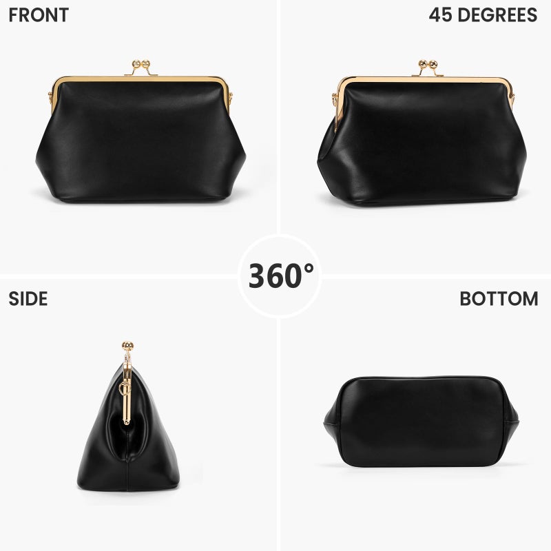 CATSEA Women's Kiss Lock Crossbody Bag PU Medium Handbags Kiss Clasp Crossbody Shoulder Bags Tote Purse Messenger Handbag - Image 3
