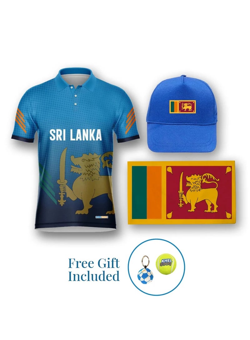 Khelsouq Sri Lanka Cricket Fan Jersey - with cap and Flag (Free Gift Included) - Image 1