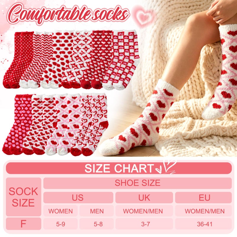 Berlune 10 Pairs Socks for Women Cozy Fuzzy Thick Warm Sleep Winter Soft Socks Mother's Day Birthday Gift for Women Mom(Red Dot,Red) - Image 4