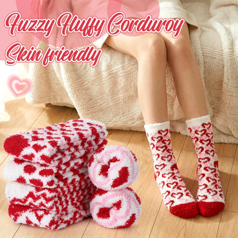 Berlune 10 Pairs Socks for Women Cozy Fuzzy Thick Warm Sleep Winter Soft Socks Mother's Day Birthday Gift for Women Mom(Red Dot,Red) - Image 5