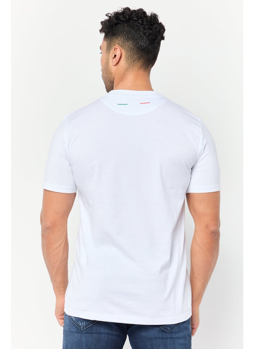 LAMBORGHINI - Men Crew Neck Short Sleeve Brand Logo T-Shirt, White - Image 1