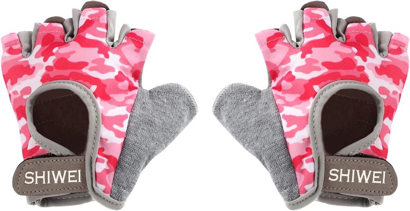 Clobeau Biking Gloves Kids Boys Girls Cycling Exercise Half Finger Fingerless Gloves Child Motor Bike Riding Anti-Slip Weight Lifting Bikes Workout Climbing Bicycle Glove Gym Skate Glove - Image 2