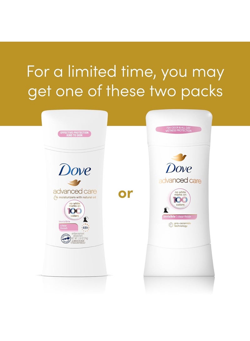 Dove Dove Advanced Care Antiperspirant Deodorant Stick Clear Finish 4 Count deodorant that doesn’t stain clothes 72-hour odor control and all-day sweat protection with Pro-Ceramide Technology 2.6 oz - Image 2