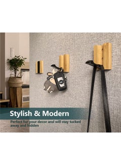 JSVER JSVER Wooden Wall Hooks 4PCS Wall Mounted Wall Hooks, Single Organizer Hook Rack, Folding Wood Wall Hangers, Wall Coat Rack Hooks for Hanging Clothes, Hats, Bags, Towels, Keys  - Image 2