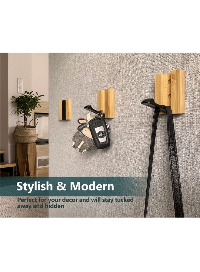 JSVER JSVER Wooden Wall Hooks 4PCS Wall Mounted Wall Hooks, Single Organizer Hook Rack, Folding Wood Wall Hangers, Wall Coat Rack Hooks for Hanging Clothes, Hats, Bags, Towels, Keys  - Image 2