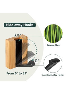 JSVER JSVER Wooden Wall Hooks 4PCS Wall Mounted Wall Hooks, Single Organizer Hook Rack, Folding Wood Wall Hangers, Wall Coat Rack Hooks for Hanging Clothes, Hats, Bags, Towels, Keys  - Image 3