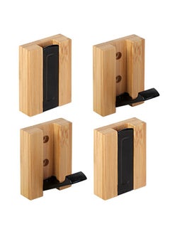 JSVER JSVER Wooden Wall Hooks 4PCS Wall Mounted Wall Hooks, Single Organizer Hook Rack, Folding Wood Wall Hangers, Wall Coat Rack Hooks for Hanging Clothes, Hats, Bags, Towels, Keys  - Image 1