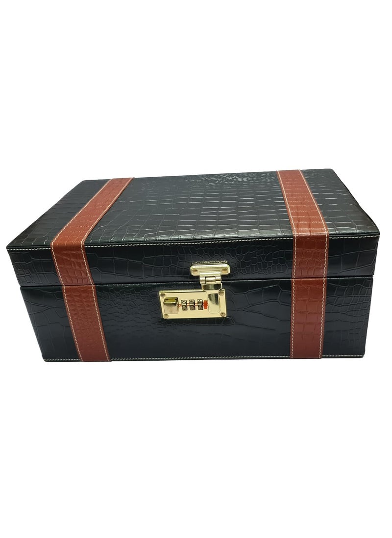 essart Essart Faux Leather Bar Set Crocodile Printed Black Bar Set Portable bar Set for Retirement Gifts Picnic Travel Car  - Image 3