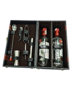 essart Essart Faux Leather Bar Set Crocodile Printed Black Bar Set Portable bar Set for Retirement Gifts Picnic Travel Car  - Image 1