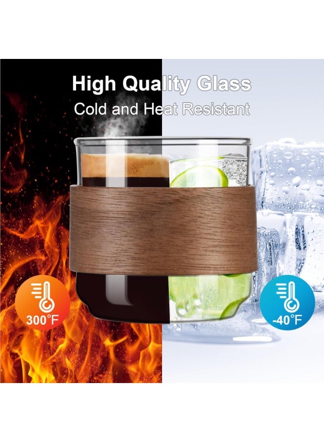 PARACITY طقم فناجين إسبريسو مكون من قطعتين مع حلقة خشبية، كوب إسبريسو زجاجي عالي الجودة سعة 5 أونصات، كوب إسبريسو صغير شفاف، ملحقات إسبريسو - Image 4