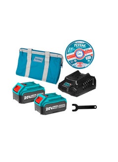TOTAL Total Lithium-Ion Angle Grinder P20s (V20) 20V Brushless Motor, 115mm Disc, 3000/8500RPM, Includes 2x 4.0Ah Batteries, Charger & Cutting Disc Set - TAGLI2011582  - Image 2