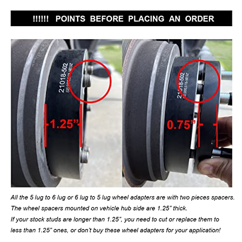 VLAOSCHI Black Forged 6x5.5 to 5x5 Wheel Adapters 2 Inch with 14x1.5 Studs Compatible with Chevy GMC 6 Lug to 5 Adapter for Suburban Silverado Sierra 1500 (5x127 Rim on 6x139.7 Vehicle) - Pack of 2 - Image 2
