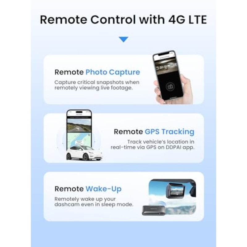4G Cloud Box لـ Z60، Z60 Pro، Z50 Pro Dash Cam، مراقب وقوف السيارات عن بعد، عرض مباشر عن بعد، تنبيهات الحوادث، نظام تحديد المواقع العالمي (GPS)، تحديد الموقع الجغرافي، التخزين السحابي، الاستيقاظ عن بعد، التحكم في التطبيق - Image 4
