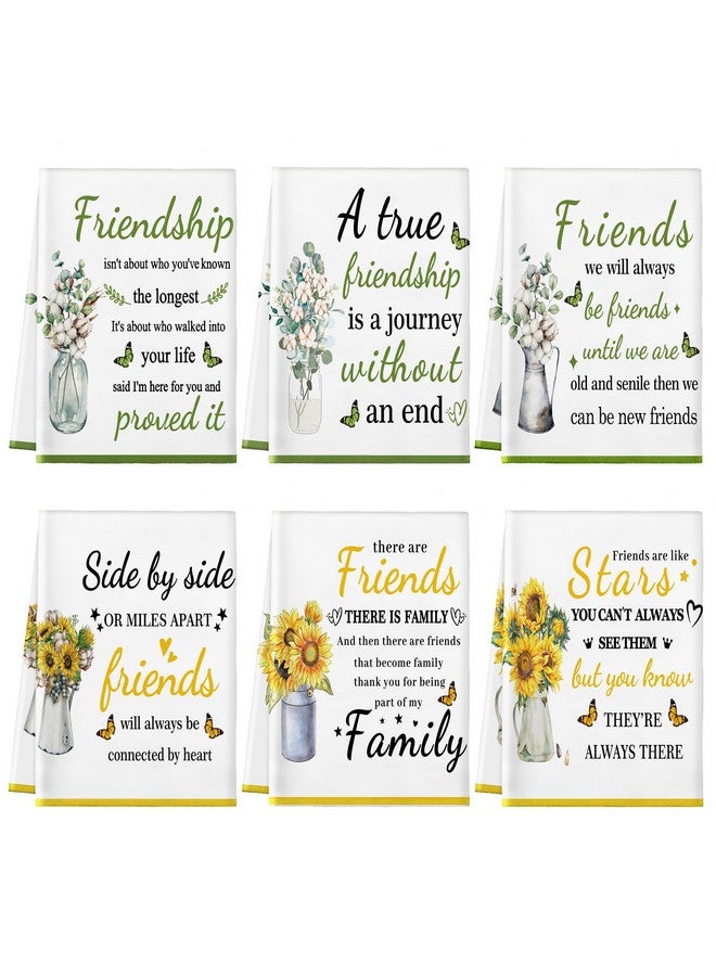 فيسيشي مناشف مطبخ مسيحية من Vesici، 6 قطع، مناشف يد بنقشة زهور الصداقة، مناشف شاي، منشفة وجه، منشفة أطباق مسيحية، هدايا عيد الميلاد للأصدقاء، هدايا لزملاء العمل والموظفات مع أقوال ملهمة - Image 1
