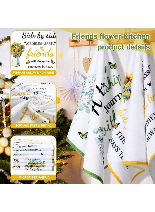 فيسيشي مناشف مطبخ مسيحية من Vesici، 6 قطع، مناشف يد بنقشة زهور الصداقة، مناشف شاي، منشفة وجه، منشفة أطباق مسيحية، هدايا عيد الميلاد للأصدقاء، هدايا لزملاء العمل والموظفات مع أقوال ملهمة - Image 2