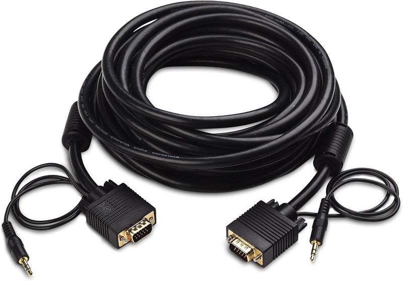 CableMatters VGA Cable with Audio (SVGA Monitor Cable with 3.5mm Stereo Audio) 25 Feet - Image 2