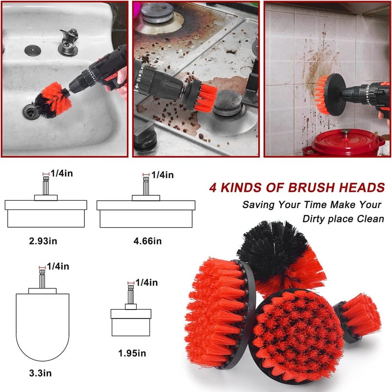 ESTAMINE 19Pcs Car Detailing Kit, Car Detailing Brush Set, Auto Detailing Drill Brush Set, Car Detailing Brushes, Car Wash Kit, Car Accessories, Car Cleaning Tools Kit for Interior, Exterior, Wheels - Image 4