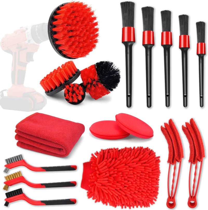 ESTAMINE 19Pcs Car Detailing Kit, Car Detailing Brush Set, Auto Detailing Drill Brush Set, Car Detailing Brushes, Car Wash Kit, Car Accessories, Car Cleaning Tools Kit for Interior, Exterior, Wheels - Image 1