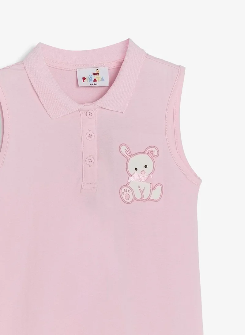 Pinata  Cute Bunny Printed Pink Polo Dress for Women | Best Price UAE