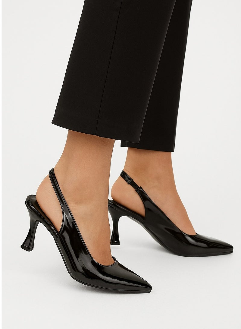 Vbranda Elegant slingback heels Leather Shiny featuring a pointed toe C-71-BLACK  - Image 2