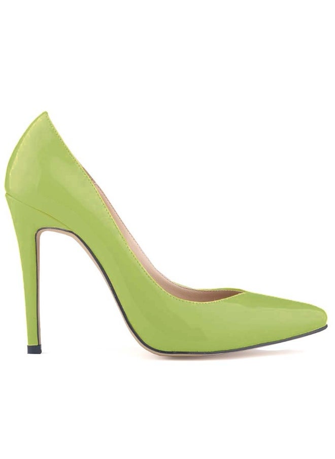 Loquat British Style Pointed Toe Ball Stiletto Heels Green  - Image 2