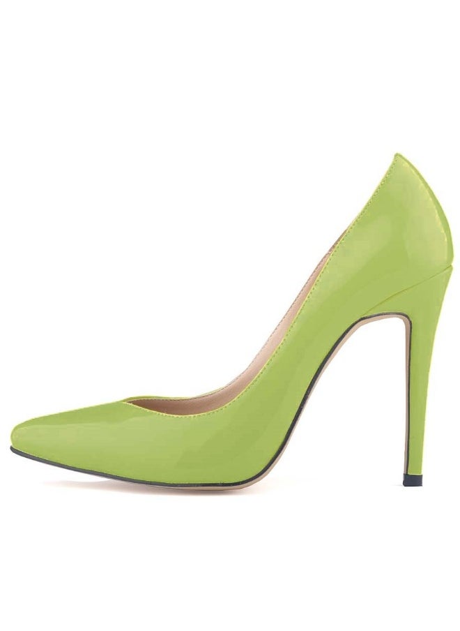 Loquat British Style Pointed Toe Ball Stiletto Heels Green  - Image 1