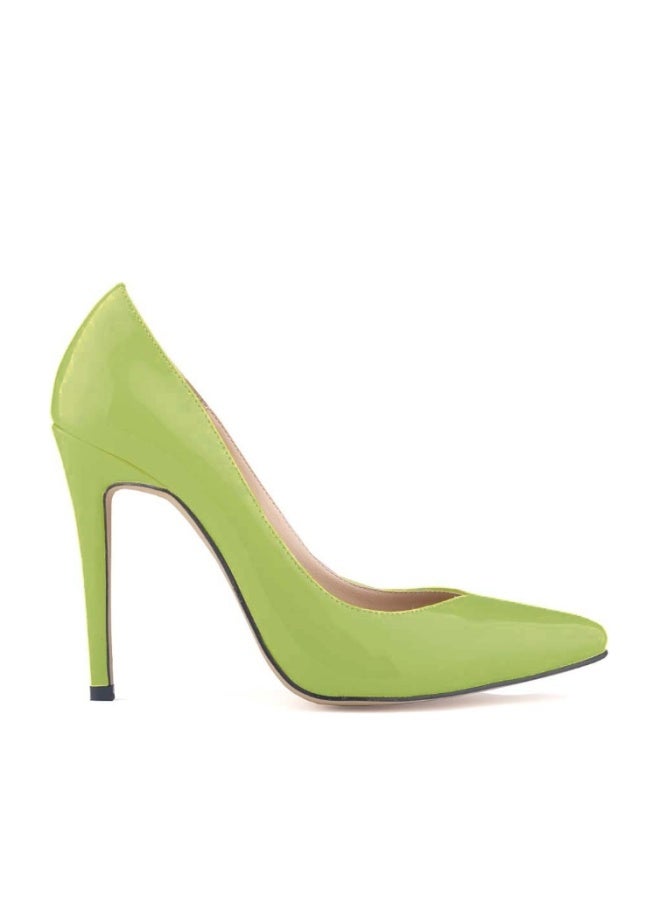 Loquat British Style Pointed Toe Ball Stiletto Heels Green - Image 1