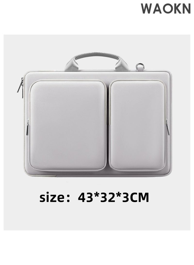 WAOKN 15.6 Inch Laptop Bag – Waterproof Business & Travel Briefcase with 360 degree Shockproof Protection , Wear-Resistant Crossbody Laptop Case with Trolley Strap , Wear-resistant and stain-resistant , unisex , grey . - Image 2