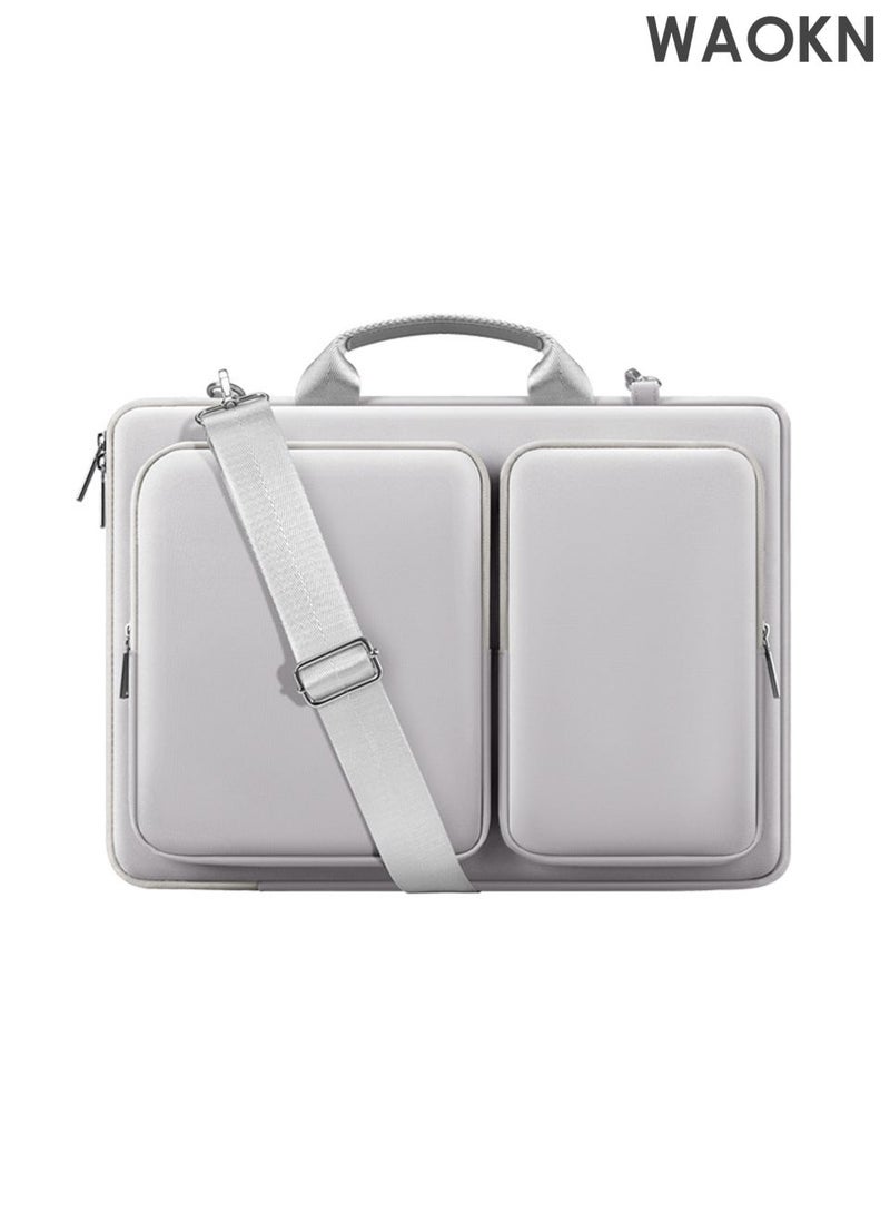 WAOKN 15.6 Inch Laptop Bag – Waterproof Business & Travel Briefcase with 360 degree Shockproof Protection , Wear-Resistant Crossbody Laptop Case with Trolley Strap , Wear-resistant and stain-resistant , unisex , grey . - Image 1