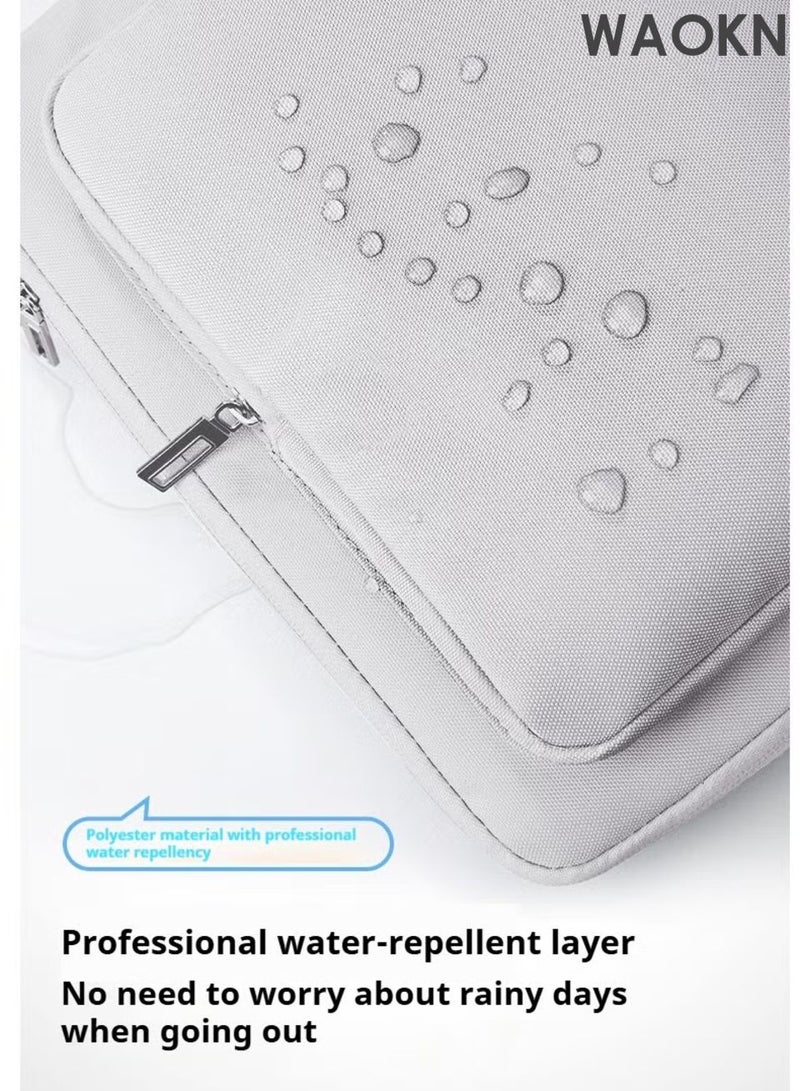 WAOKN 15.6 Inch Laptop Bag – Waterproof Business & Travel Briefcase with 360 degree Shockproof Protection , Wear-Resistant Crossbody Laptop Case with Trolley Strap , Wear-resistant and stain-resistant , unisex , grey . - Image 4
